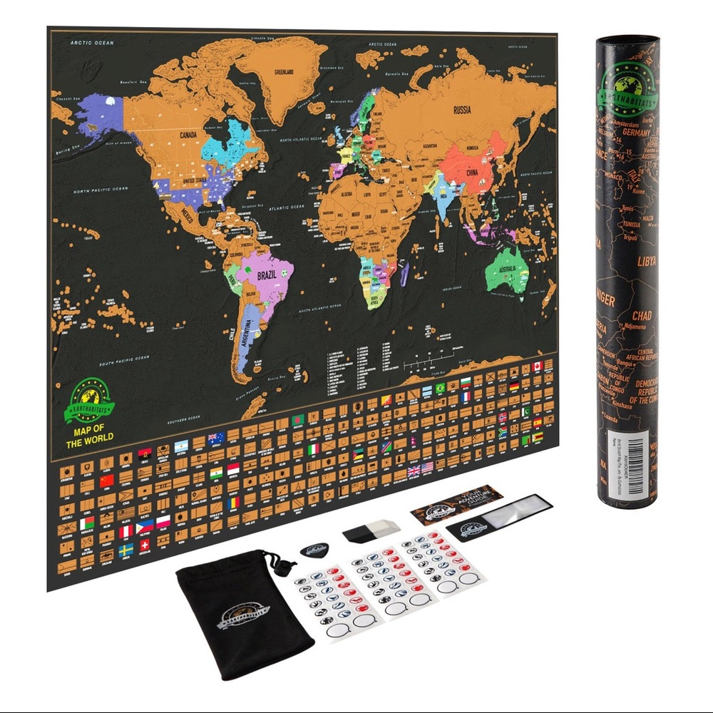 Earthabitats Scratch Off World Map Poster